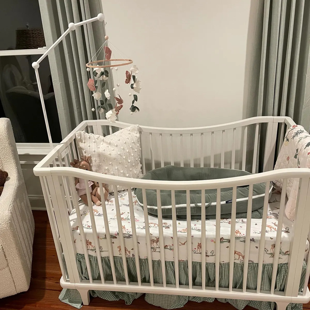 Flowers baby mobile, Butterfly crib mobile, green floral baby mobile, hanging felt mobile, cot mo... | Etsy (US)