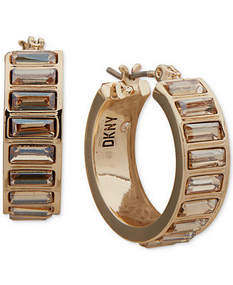 Small Baguette Crystal Hoop Earrings, 0.65" | Macy's