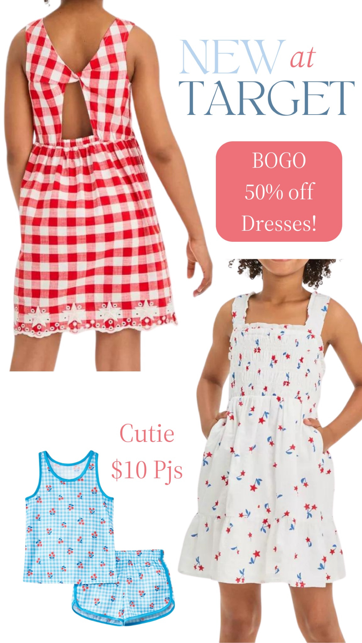 I couldn’t buy these red, white, and blue Target pieces fast enough! They are such adorable girls’ dresses at an excellent price point👏 perfect for Memorial Day weekend, 4th of July, and all summer long. The dresses (along with other girls dresses, tops, & jumpsuits) are buy one get one 50% off today! The patriotic pjs aren’t included in the sale, but they’re only $10. 

Cat & Jack, Target style, kids clothing, affordable style, girls play clothing, toddler outfit, Target finds, Americana 

#LTKSeasonal #LTKfindsunder50 #LTKkids