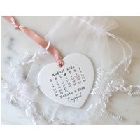 Engaged Ornament, Engagement Gift, Anniversary Gift For Couple, Newlywed Gift, Keepsake, Ceramic Heart, Calendar | Etsy (US)