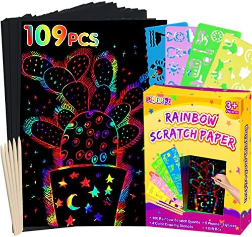 Amazon.com: pigipigi Rainbow Scratch Paper Art - 109 Pcs Magic Scratch Off Craft Kit fo... | Amazon (US)