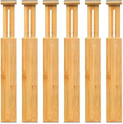 Adjustable Bamboo Drawer Dividers, Expandable Drawer Organizer (12.25-17.25 IN) for Kitchen, Bedr... | Amazon (US)