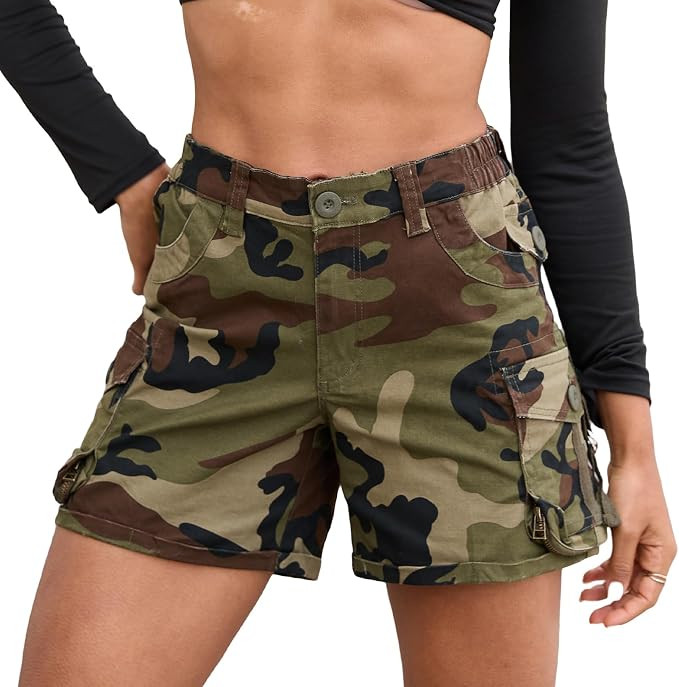Cargo Shorts for Women High Wasited Stretchy Casual | Amazon (US)