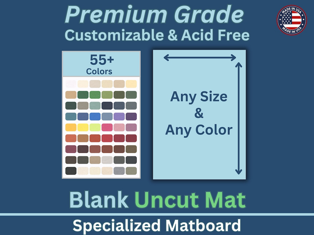 Blank UNCUT Premium Matboard | 50+ Colors | Acid Free | Custom Matboard | Any Outer Size | White ... | Etsy (US)