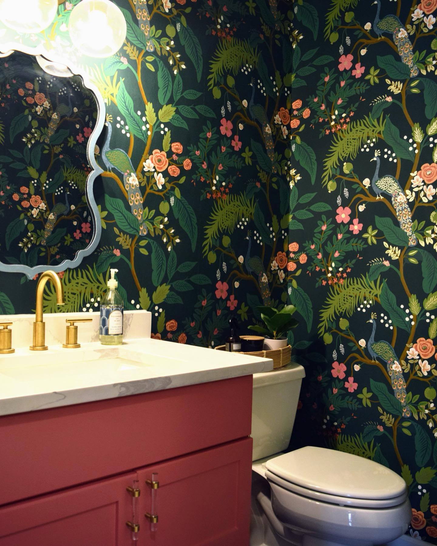 Cheers to the weekend (and a powder bath sink that is functioning again)!!

A huge thanks to @victorysurfaces for coming to the rescue of replacing the sink, without disturbing the countertop or wallpaper in the wake. I’ll never take a functioning bathroom for granted again! 🩵