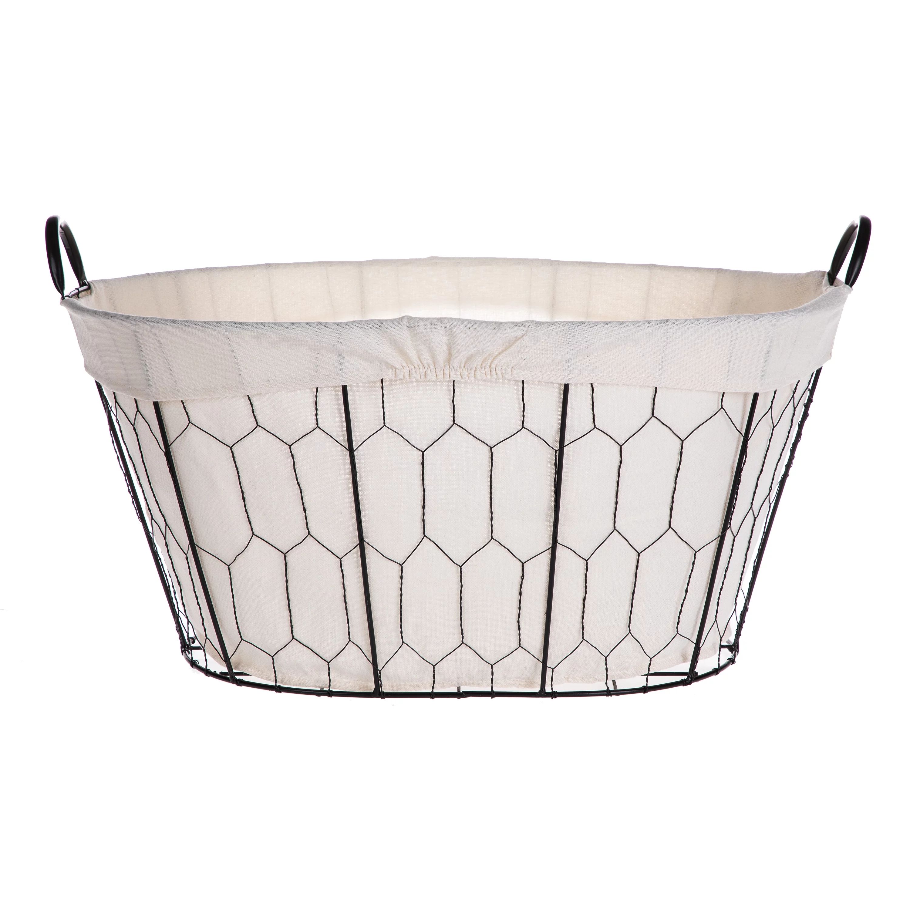 Better Homes & Gardens Oval Chicken Wire Laundry Basket With Liner, Black | Walmart (US)