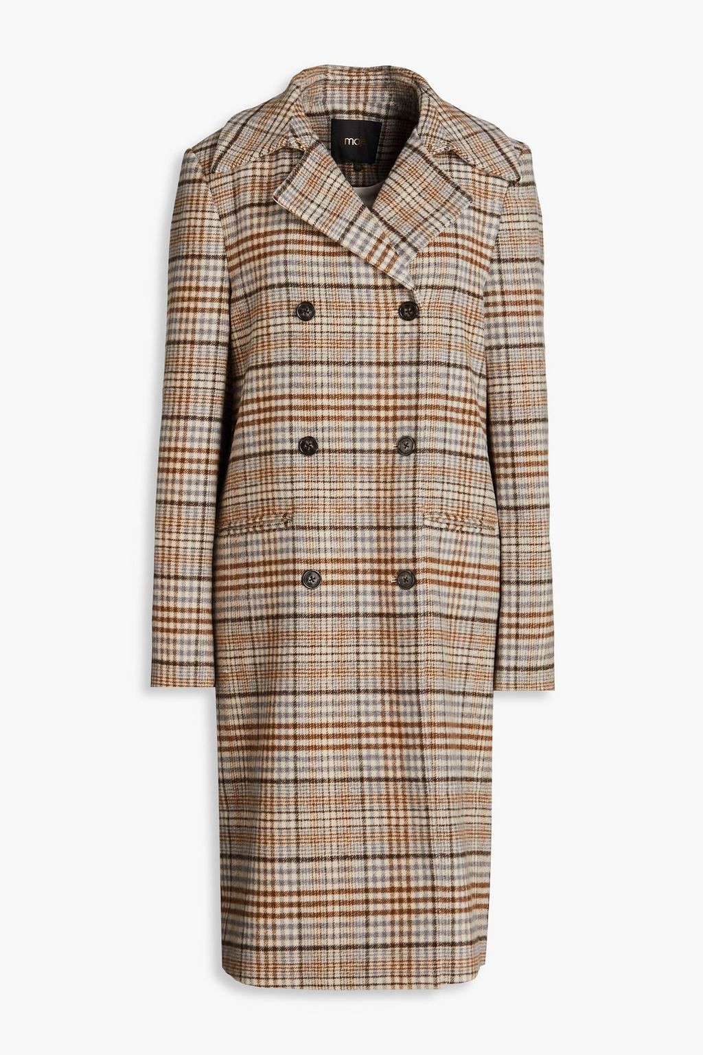 Checked brushed-felt coat | The Outnet (UK and Europe)