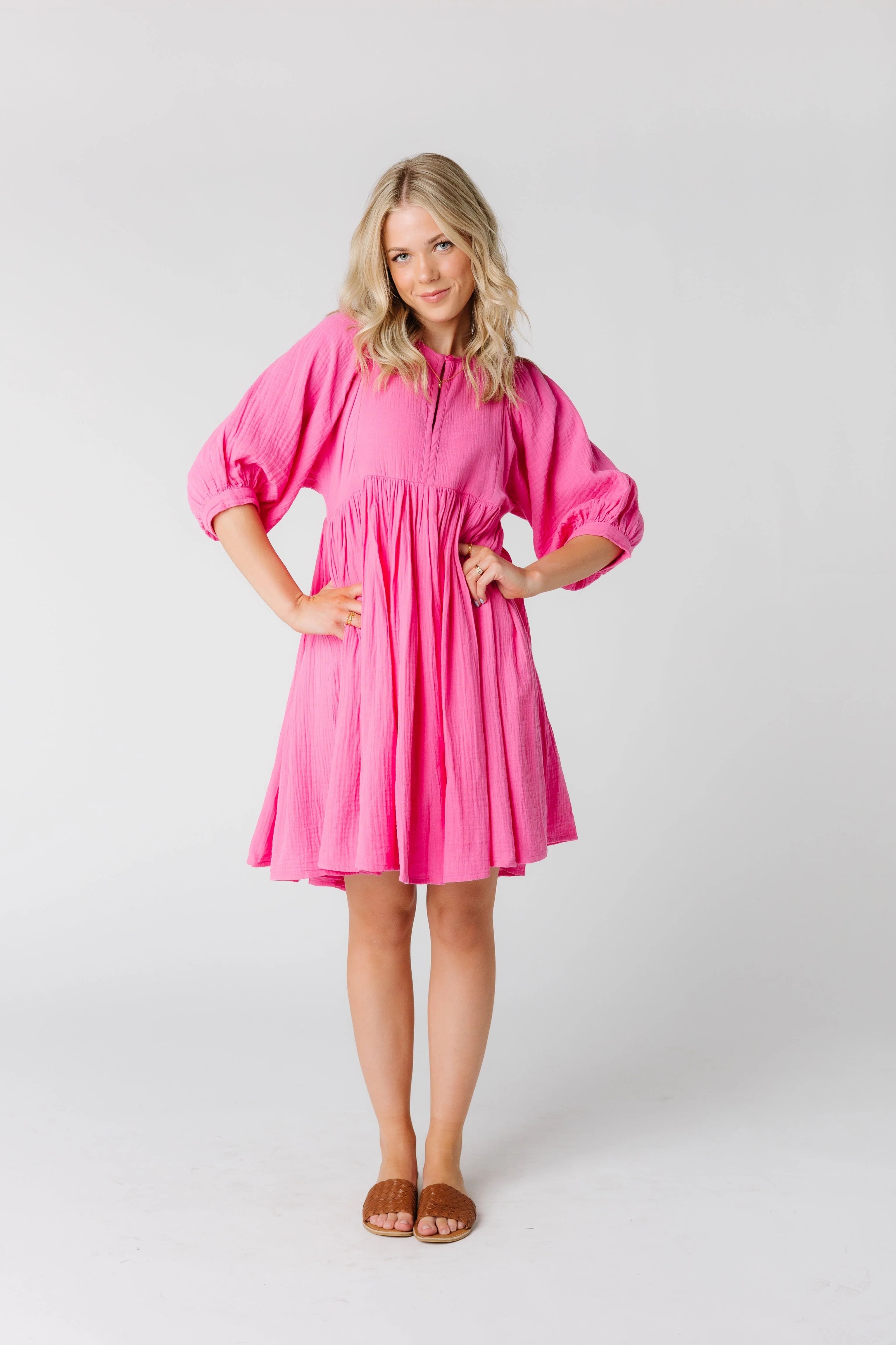 Citrus- Poppin Pink Gauze Dress | Called To Surf