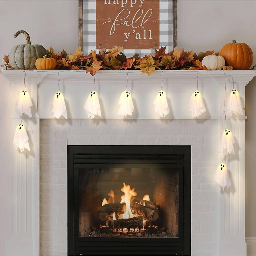 Halloween Decoration String Lights, Light up Ghost Garland, 7.5ft Battery Operated Ghost Lights w... | Amazon (US)