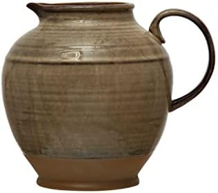 Creative Co-Op Stoneware, Reactive Glaze Pitcher, 8" L x 7" W x 7" H, Greige | Amazon (US)