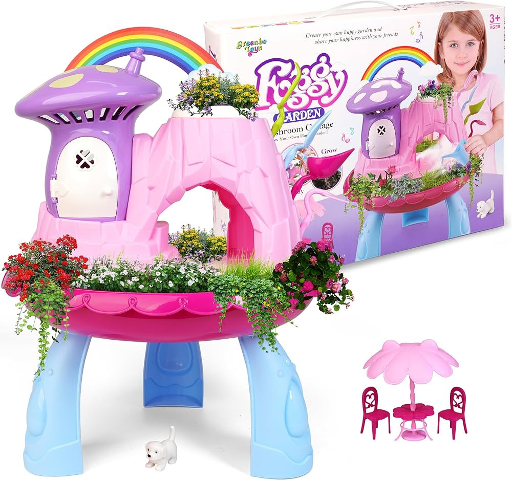Greenbo Kids Fairy Garden Kit | Indoor & Outdoor Fairy Toy Gardening Set with House, Mist, Music,... | Amazon (US)