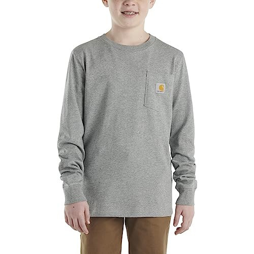 Carhartt Kid's CA6458 Long-Sleeve Pocket T-Shirt - Boys - 4 Toddler - Charcoal Grey Heather | Amazon (US)
