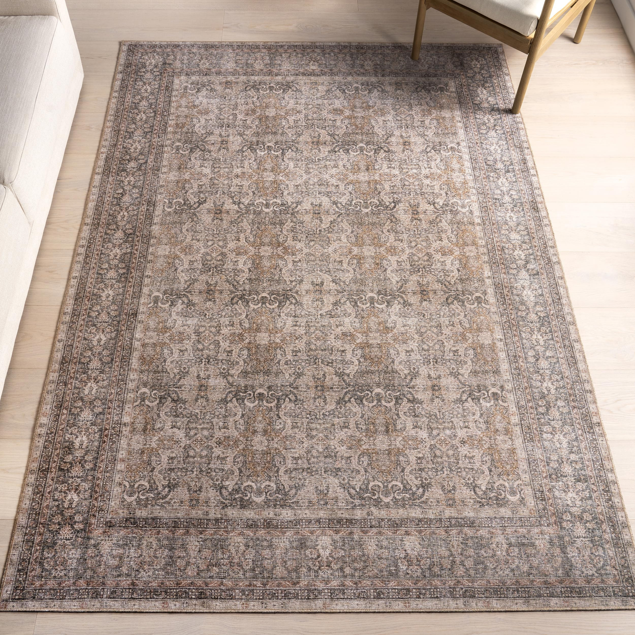 Nuloom Hillstone Collection Else Dark Beige/Beige, 6'7" x 9', Vintage Medallion, Soft and Cozy, H... | Amazon (US)