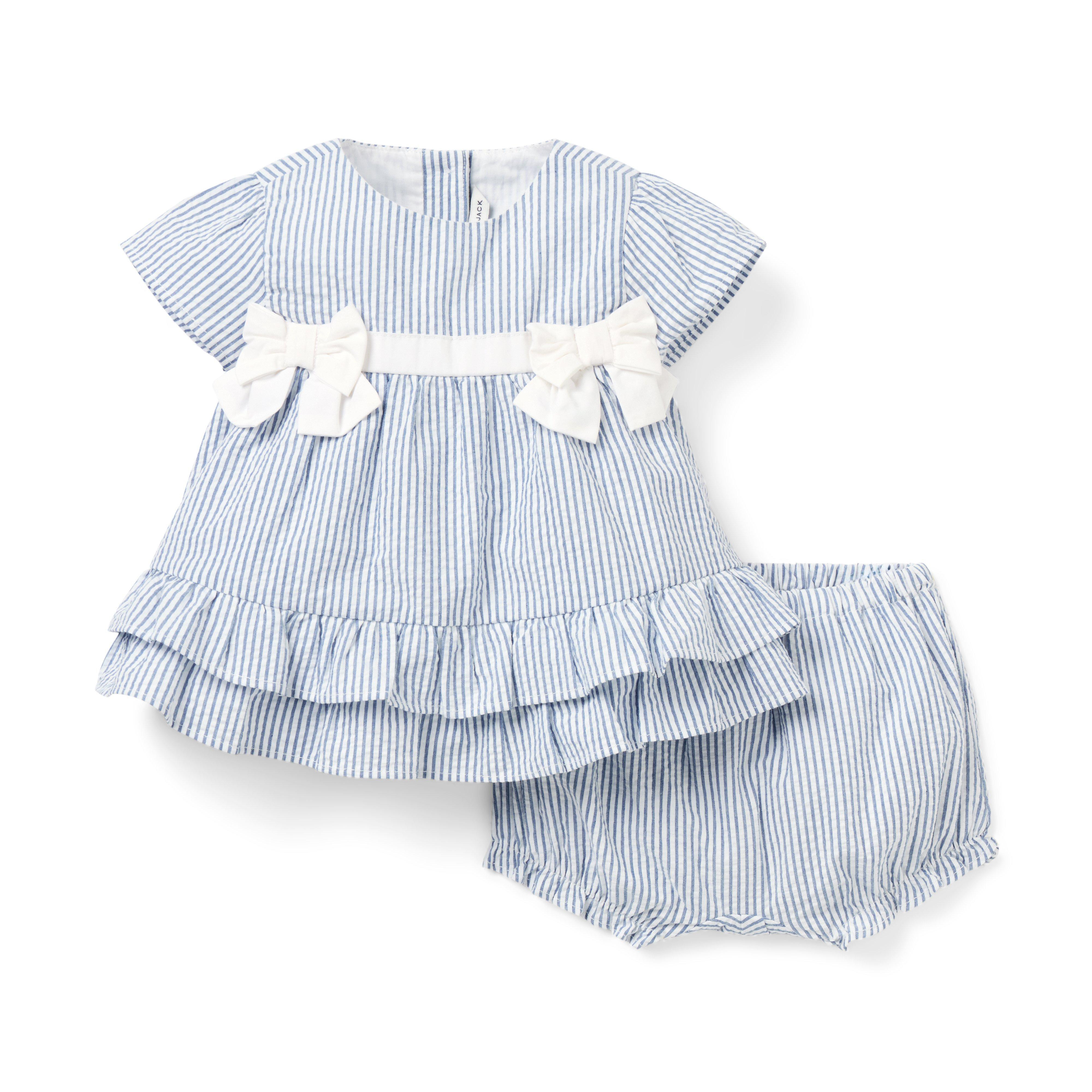 Janie and Jack | Baby Striped Seersucker Matching Set - Blue / 18-24m | Janie and Jack