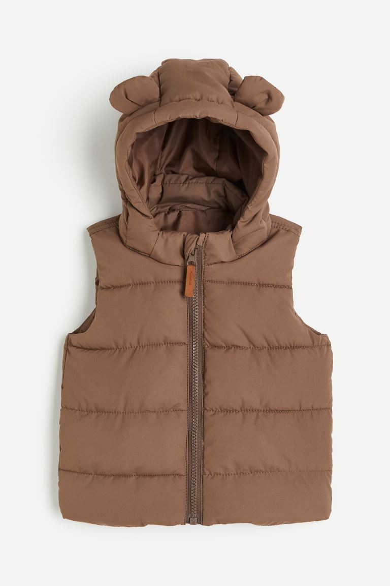 Padded Hooded Vest - Brown - Kids | H&M US | H&M (US + CA)