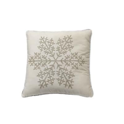 Ashland 16" White & Silver Glitter Snowflake Throw Pillow Holiay and Christmas Home Decor | Amazon (US)