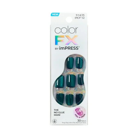 KISS imPRESS Color FX Short Squoval Press-on Nails Green 30 Pieces | Walmart (US)