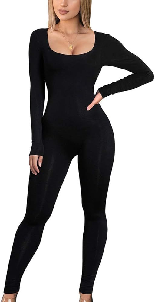 GOBLES Women's Sexy Long Sleeve High Waist Bodycon Jumpsuit Rompers | Amazon (US)