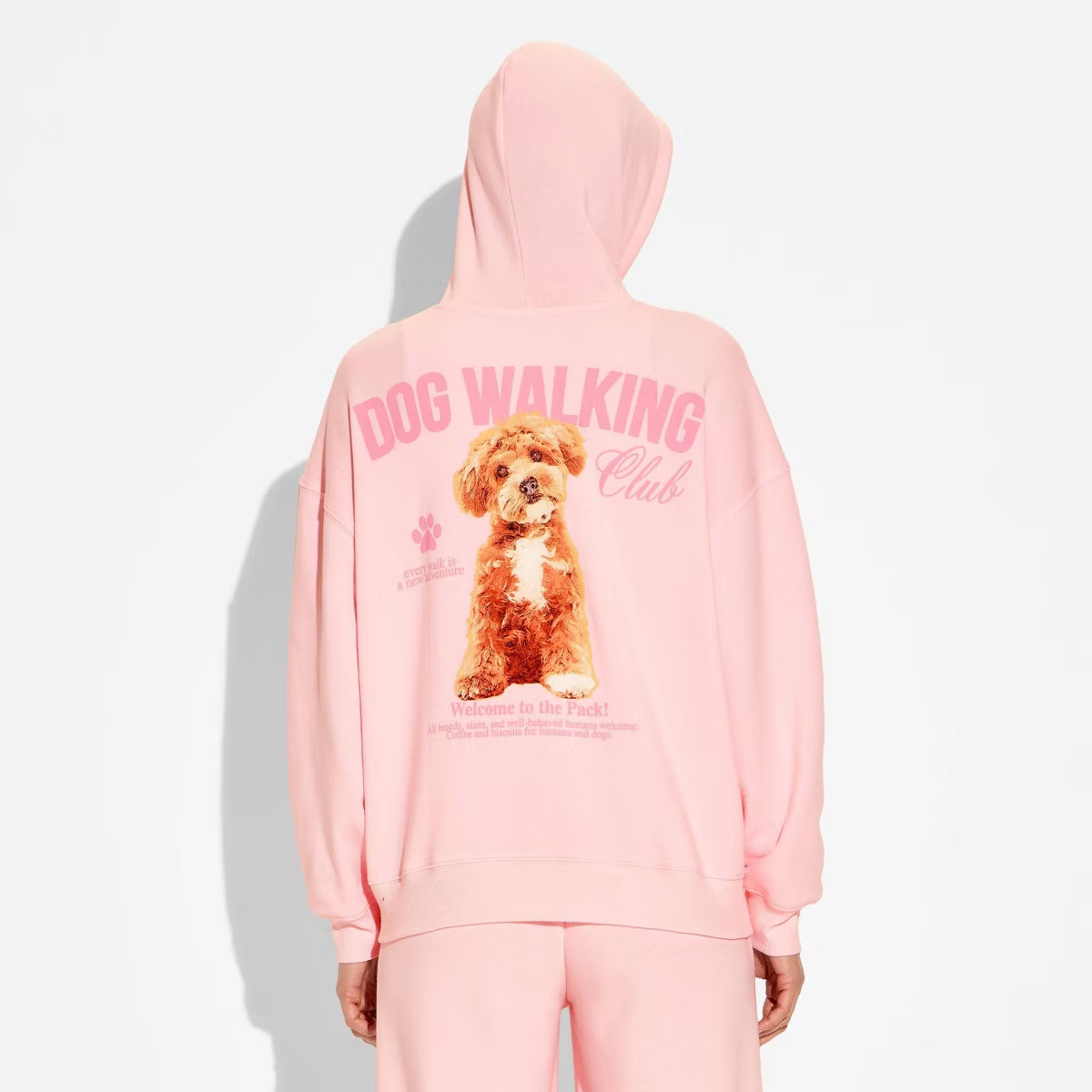 Women's Dog Walking Club Graphic Hooded Sweatshirt - Pink | Target