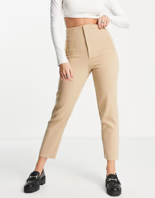 Stradivarius slim tailored pants in beige | ASOS (Global)