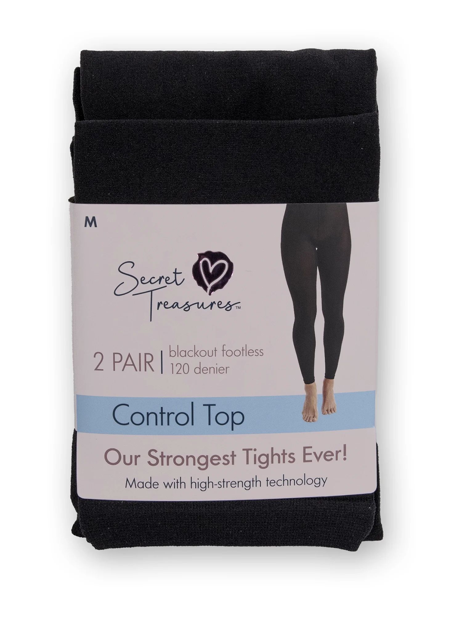 Secret Treasures Blackout Footless Tights, 2 Pair Pack | Walmart (US)