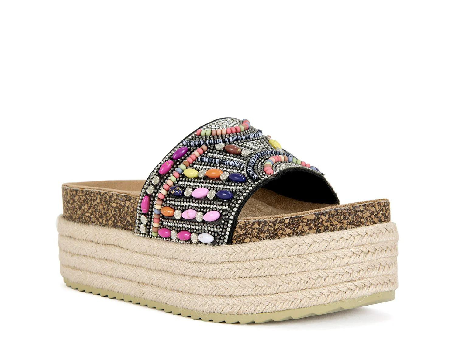 Azalea Wang Ramana Espadrille Platform Sandal | Women's | Black/Multicolor | Size 6.5 | Sandals | DSW