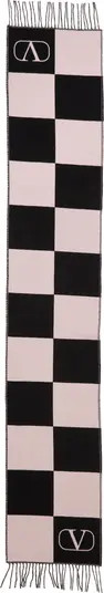 Valentino Garavani Chess Check Virgin Wool & Cashmere Fringe Scarf | Nordstrom | Nordstrom