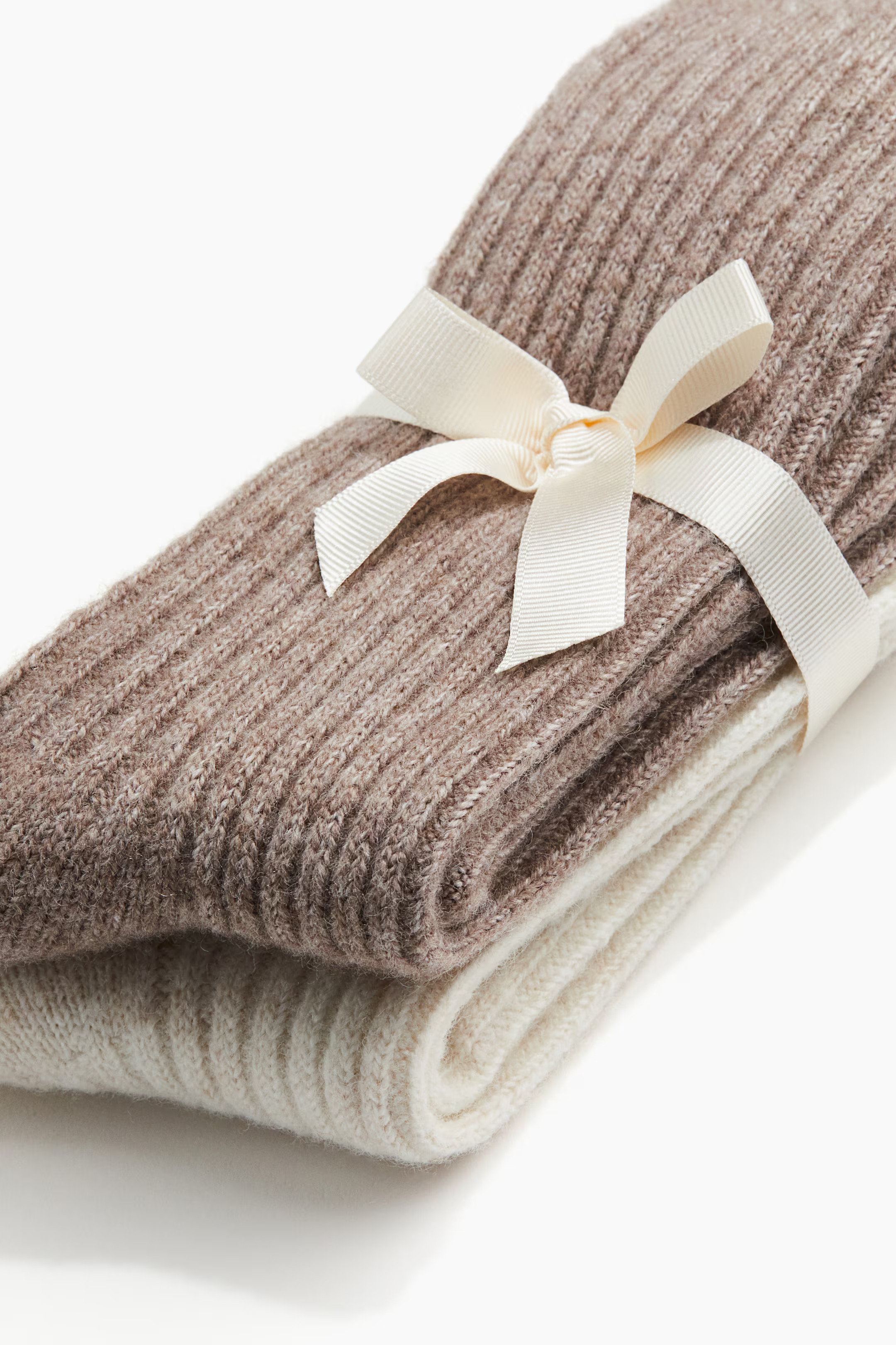 2-pack wool-blend socks - Dark beige marl/Light beige - Ladies | H&M GB | H&M (UK, MY, IN, SG, PH, TW, HK)