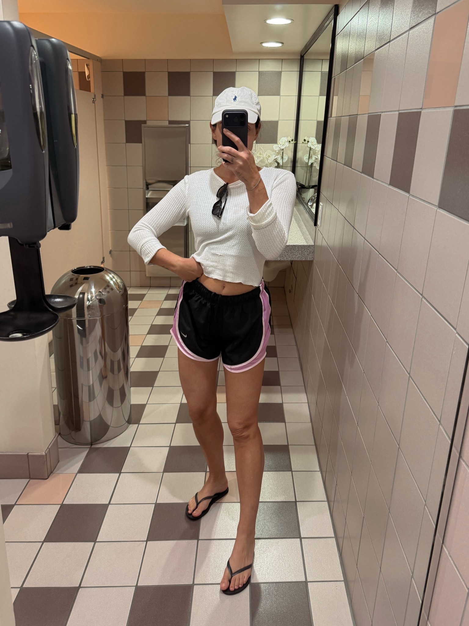 My daily uniform 
Size small thermal
Size small shorts 
Fav flip flops 

#LTKActive