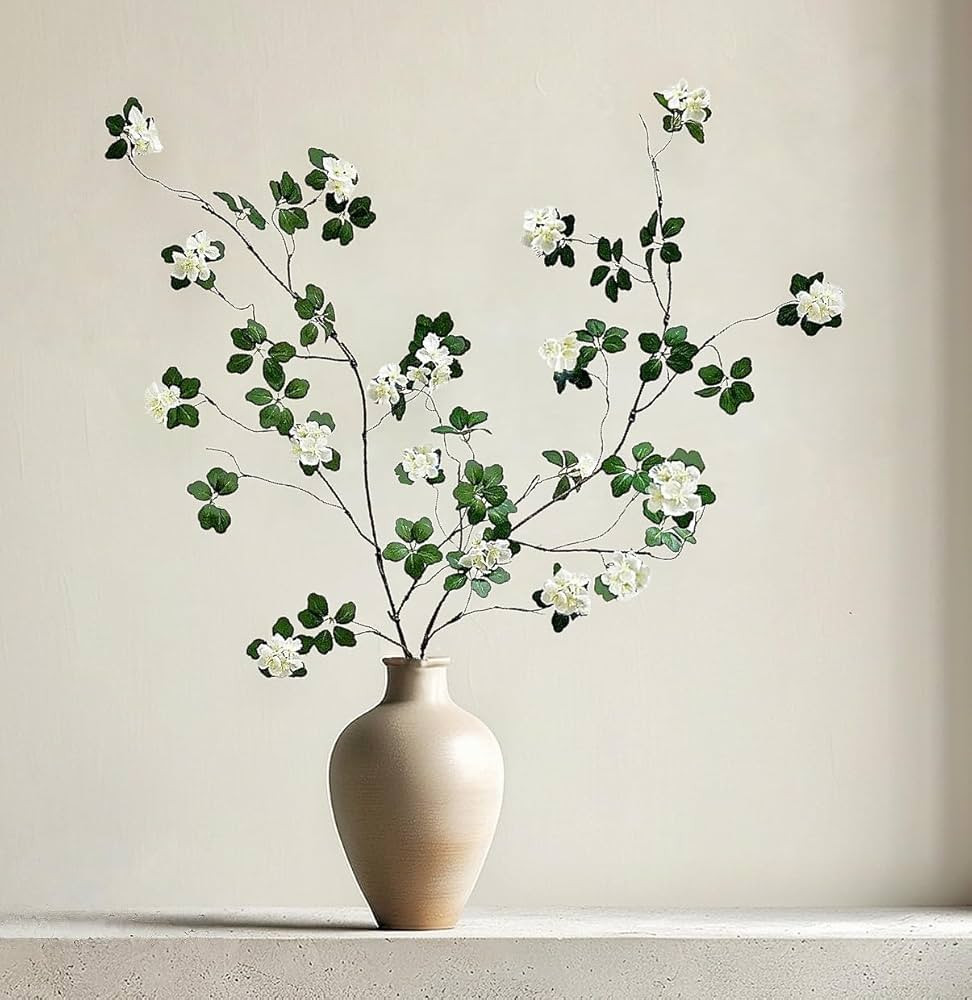 2Pcs Artificial Plants Greenery Stems with Flower, 45.3" Tall Faux Green Branches Fake Plants Lon... | Amazon (CA)