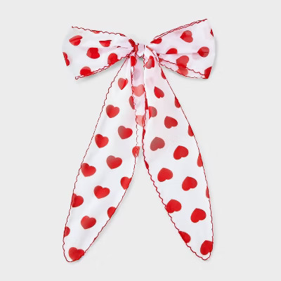 Scallop Trim Heart Bow Hair Barrette - A New Day™ Red | Target