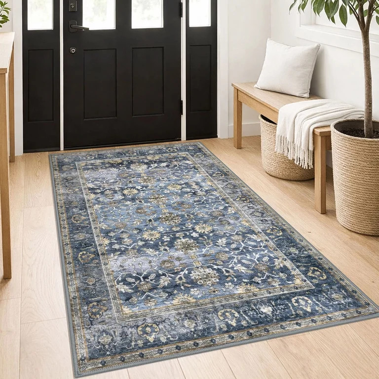 GLATTICE 3x5 Washable Area Rug with Non Slip Rubber Backing Soft Vintage Floral Throw Rugs for Li... | Walmart (US)