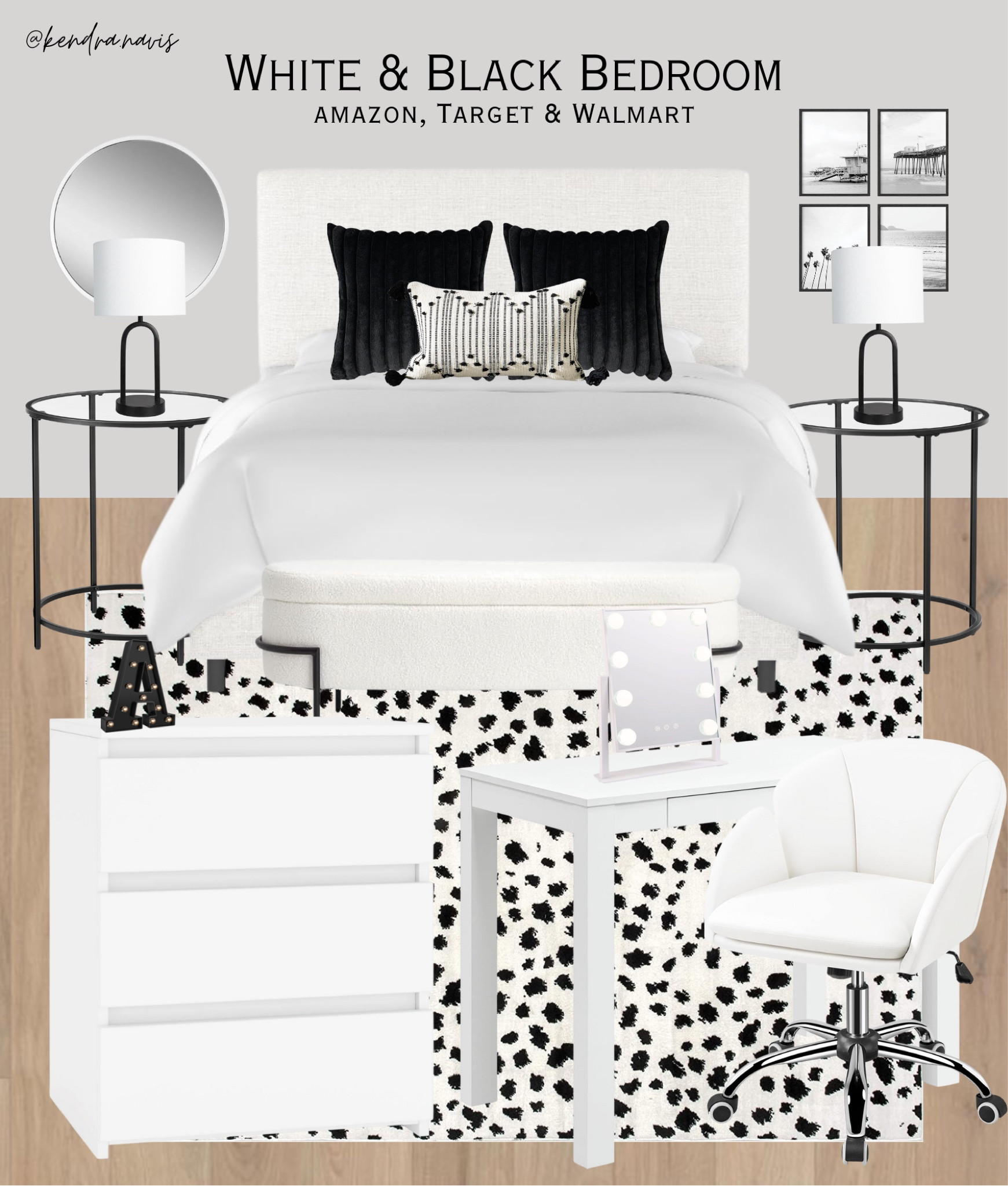 White & Black Bedroom Design Inspiration - Modern Young Adult Bedroom, Girl Bedroom, New Apartment Decor

#LTKHome