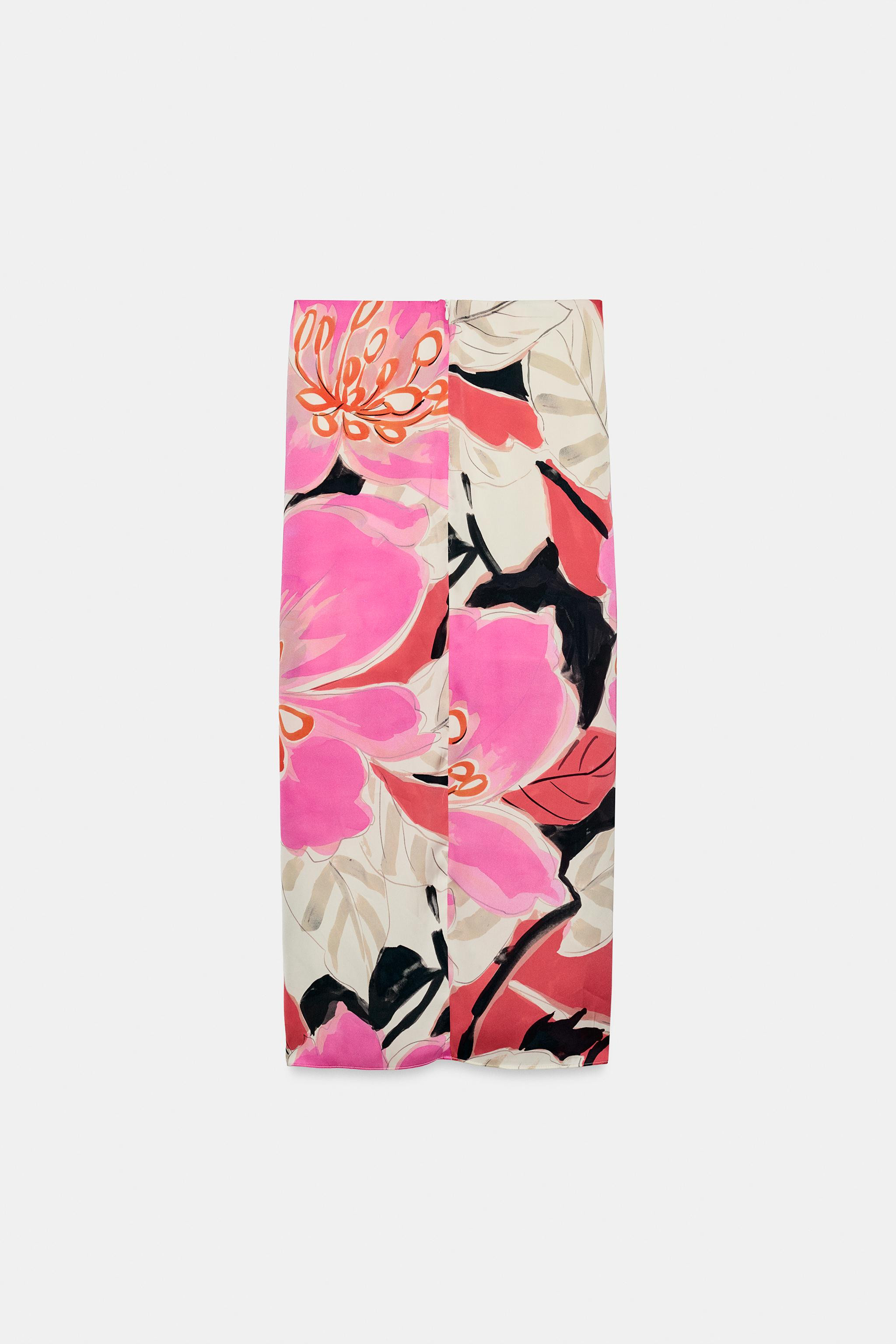 PRINTED KNOTTED MIDI SKIRT | Zara Canada