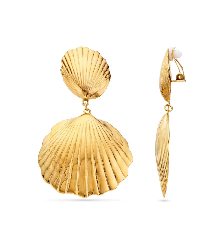 Ocean Shell Clip-On Earrings (Gold) | Abbott Lyon