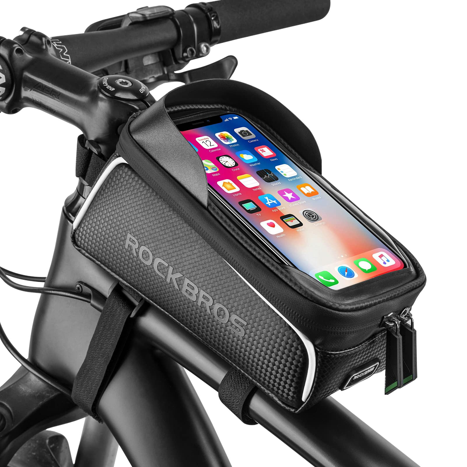 ROCKBROS Bike/Bicycle Phone Front Frame Bag, Waterproof, Tube Bag,Cycling Pouch, Bike Accessories... | Amazon (US)