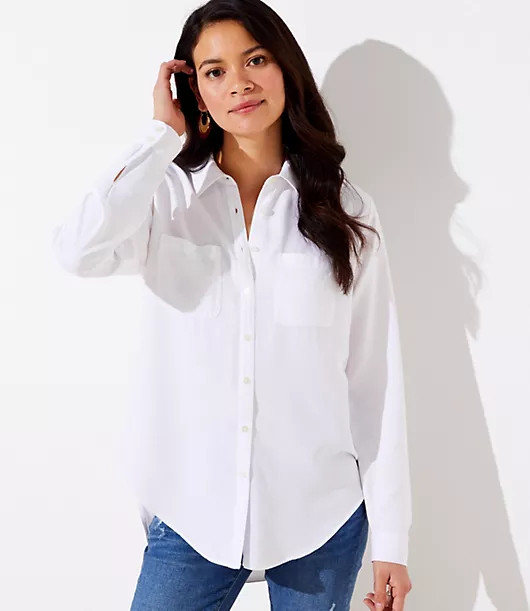LOFT Button Down Tunic Shirt | LOFT