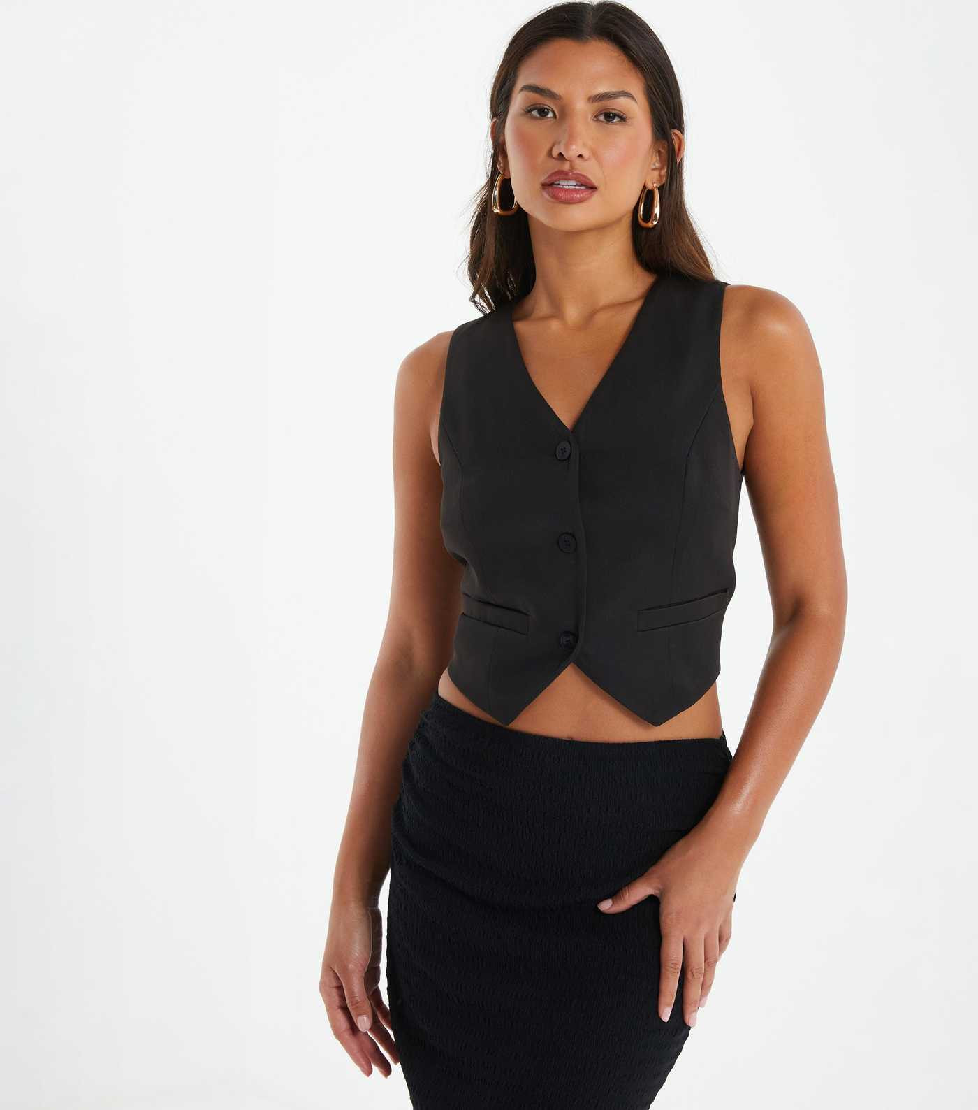 QUIZ Black Cotton Tailored Waistcoat
						
						Add to Saved Items
						Remove from Saved Item... | New Look (UK)