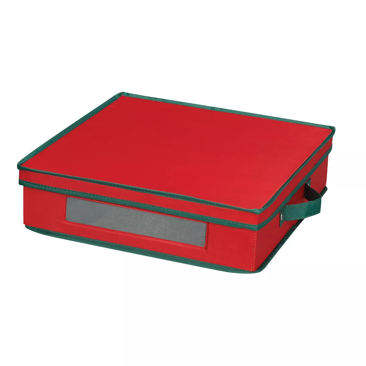 Holiday Charger Plate Storage Box, Holds 12 Charger Plates with Felt Protectors, Red with Green T... | Target
