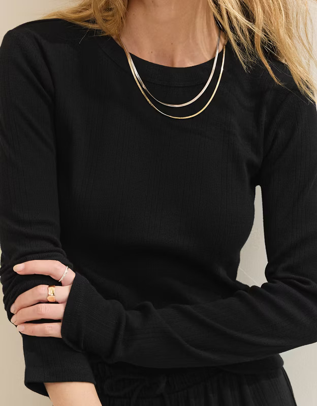 Aerie Pointelle Long Sleeve Top | Aerie