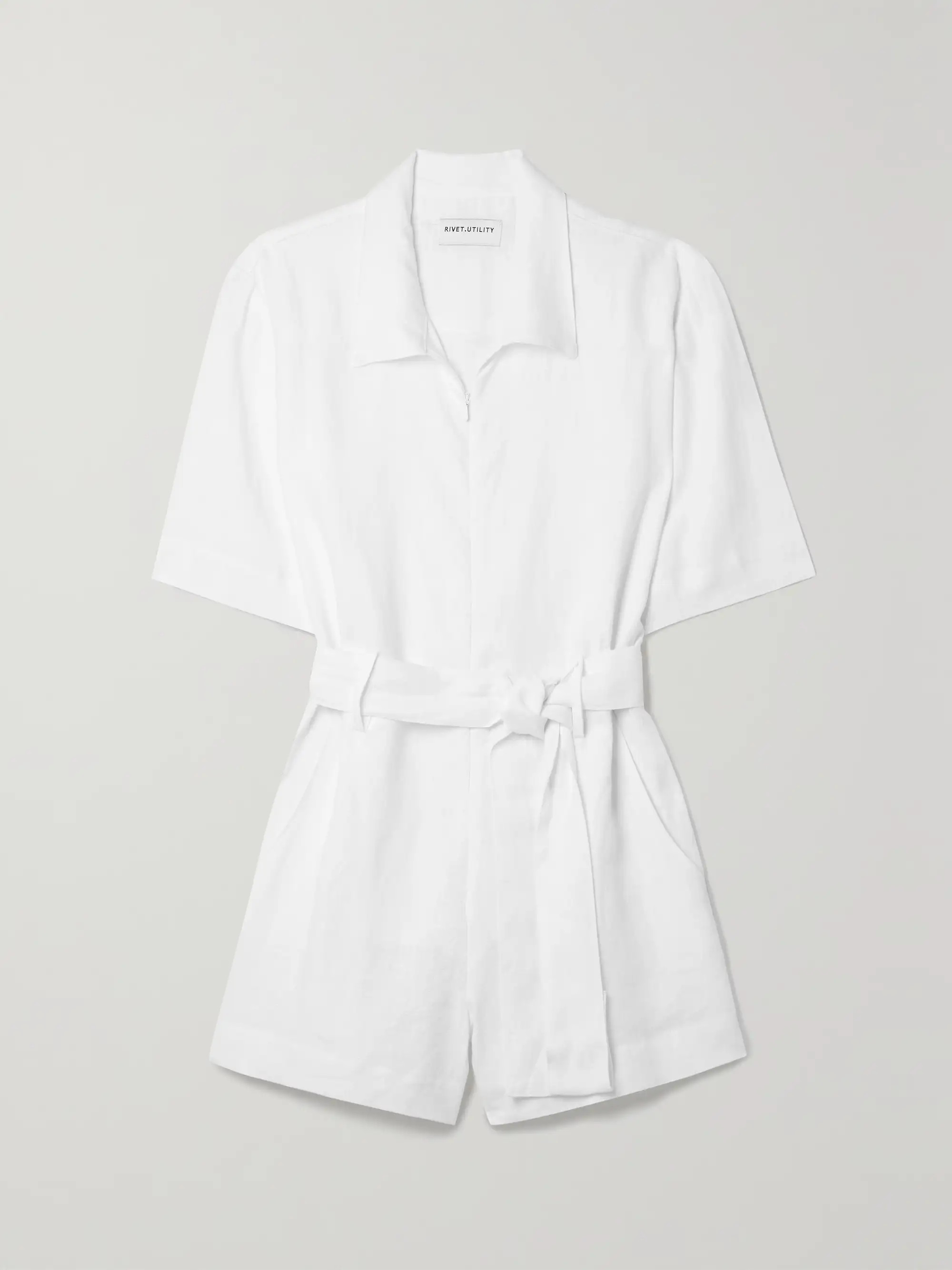 + NET SUSTAIN Influencer belted linen playsuit | NET-A-PORTER (US)