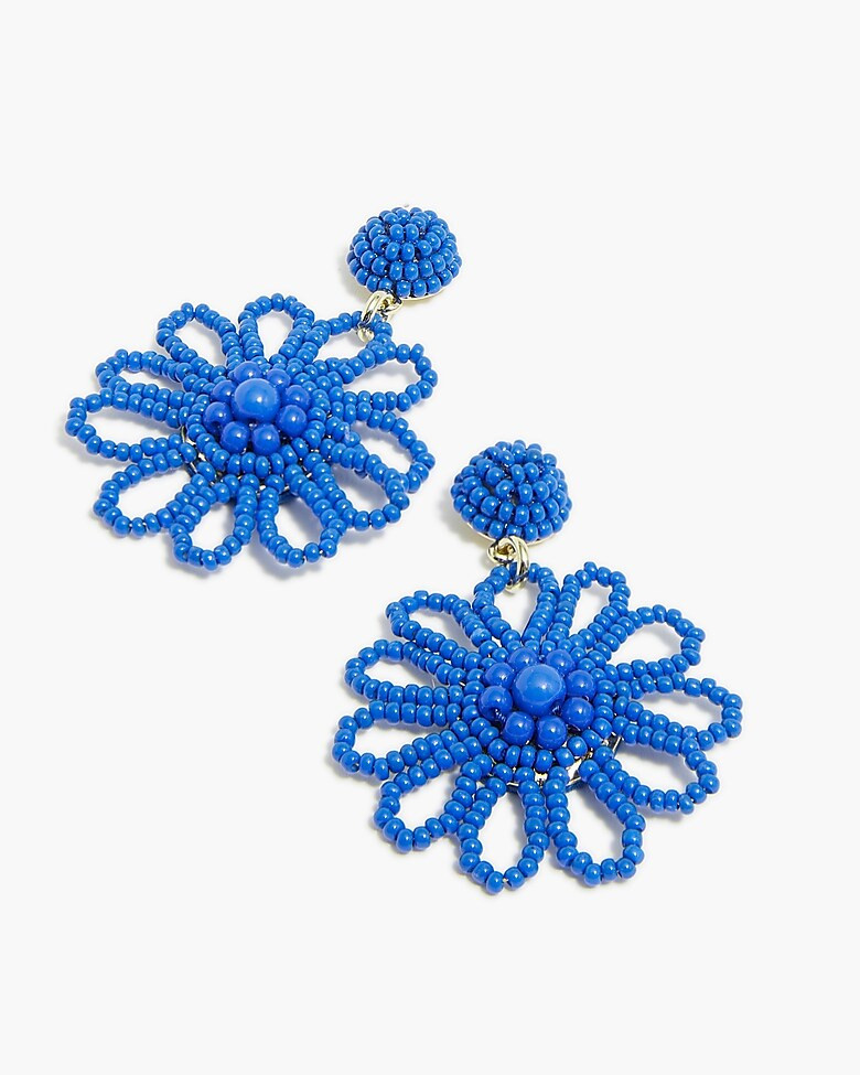 Beaded flower statement earrings | J.Crew Factory