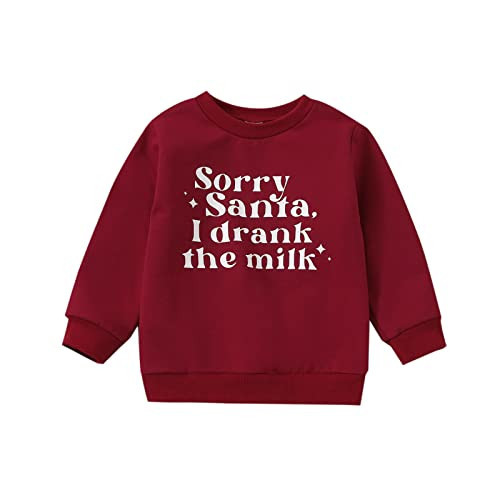 FIOMVA Toddler Girl Boy Christmas Shirt Sorry Santa I drank the milk Letter Print Crewneck Sweatshirt Tops Fall Clothes Outfits | Amazon (US)