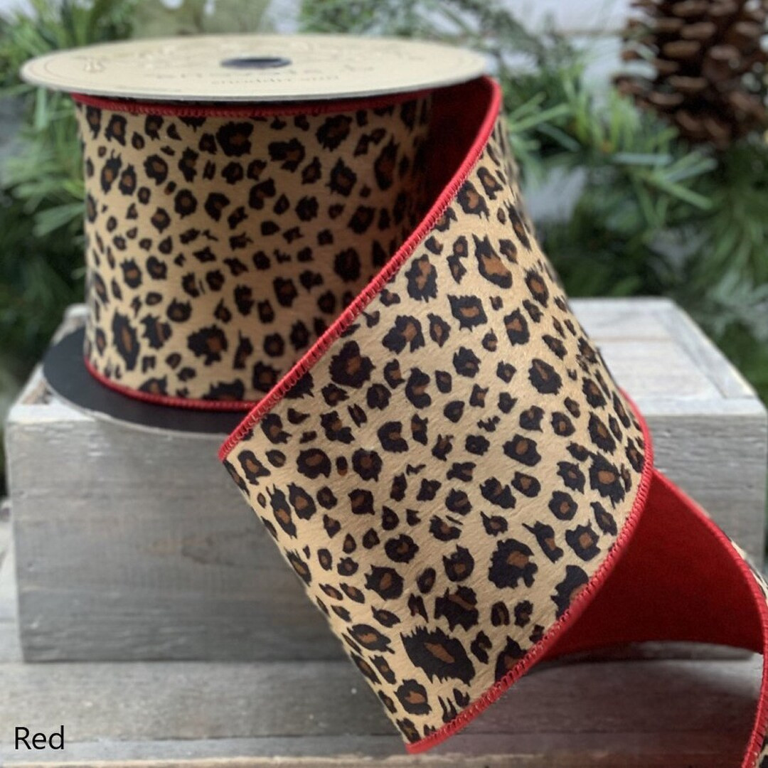 Leopard Faux Fur Black Brown Leopard Wired Ribbon Cheetah - Etsy | Etsy (US)