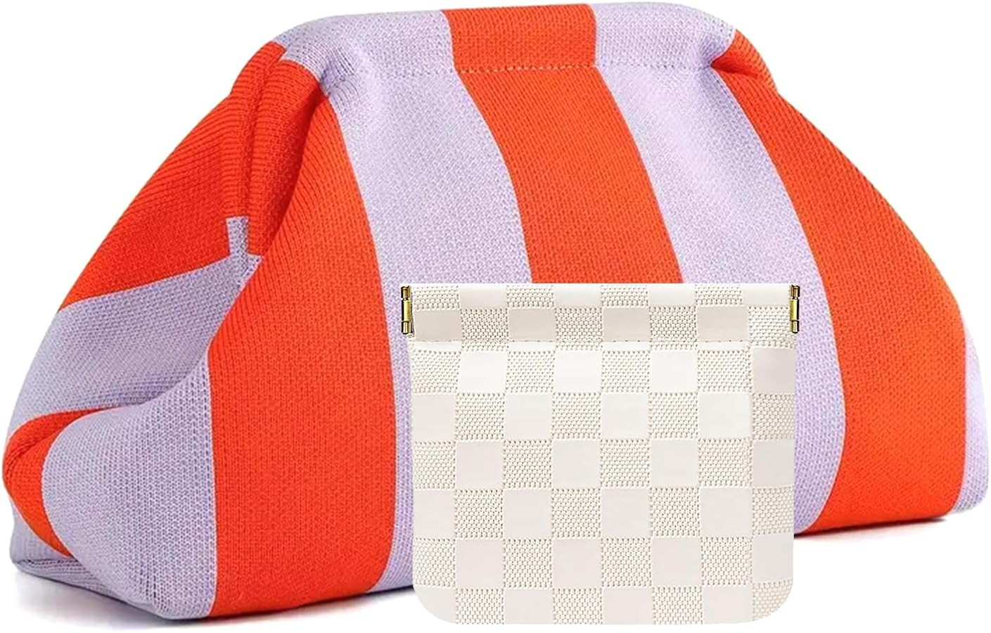 Clutch Purses for Women,Woven Crochet Bag&Cosmetic Bag Dumpling Striped Cloud Purse Evening Handb... | Amazon (US)