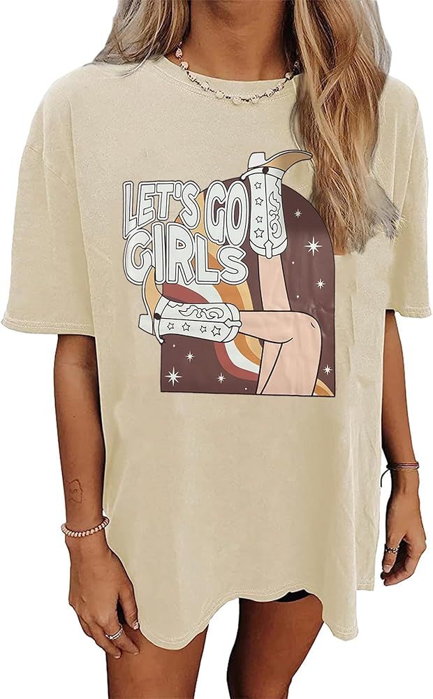 Let's Go Girls Retro Shirt Women Western Cowgirls Graphic Tshirts Country Music Tee Bridal Vacati... | Amazon (US)