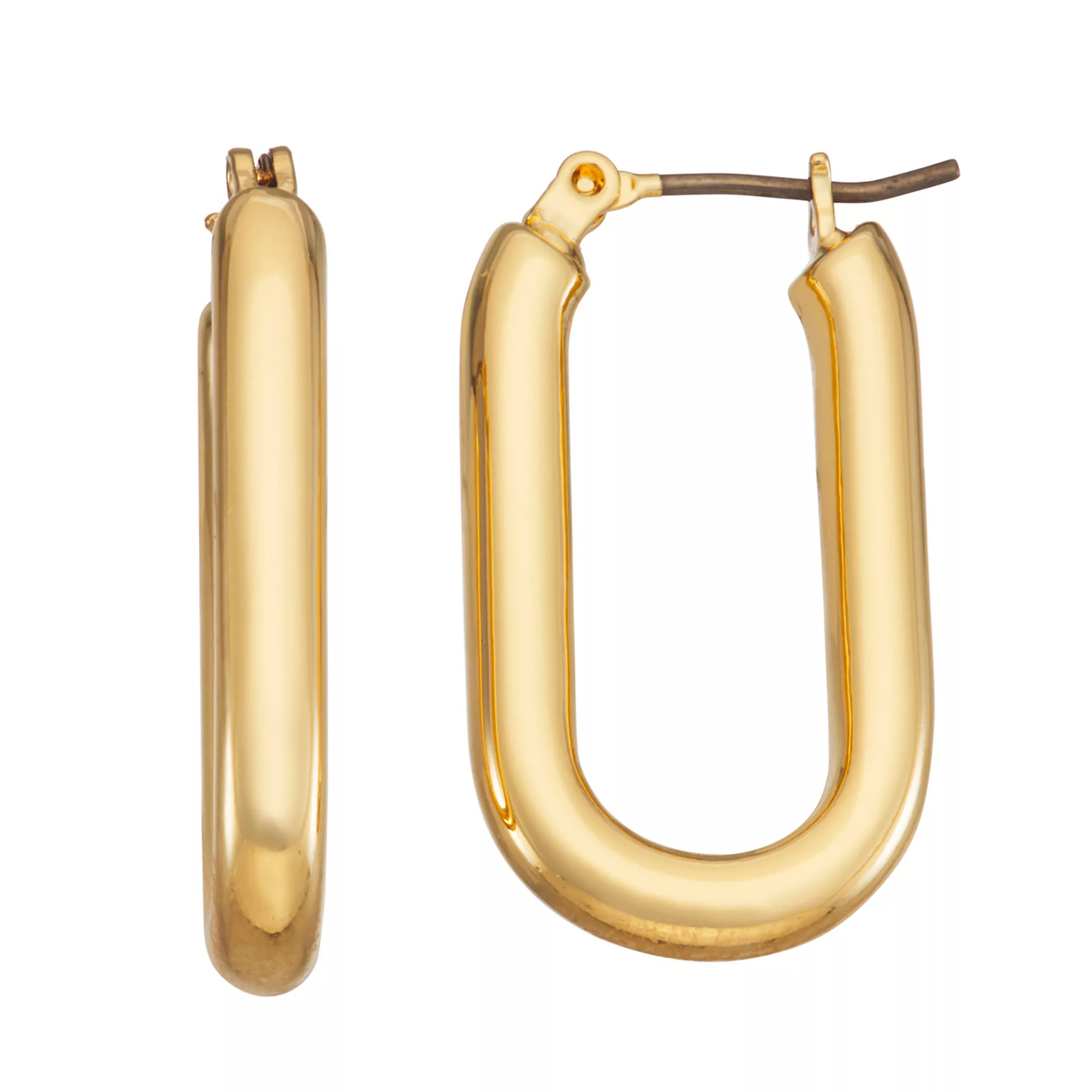 Nine West Gold Tone Long Hoop Earrings | Kohl's