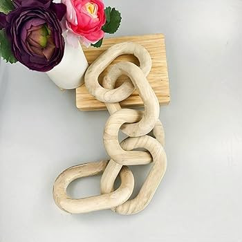 Wood Chain Link Decor and Beaded Garland Set - Hand Carved Decorative Wood Chain, Home Decor, Far... | Amazon (US)