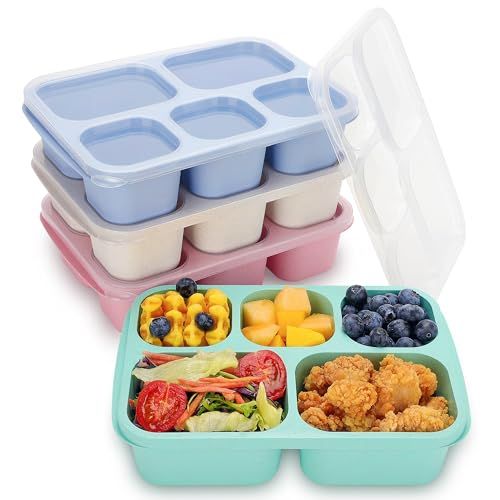 Bento Box Adult Lunch Containers, Bento Box for Kids, 4 Pack 5-Compartment Meal Prep Containers L... | Amazon (US)