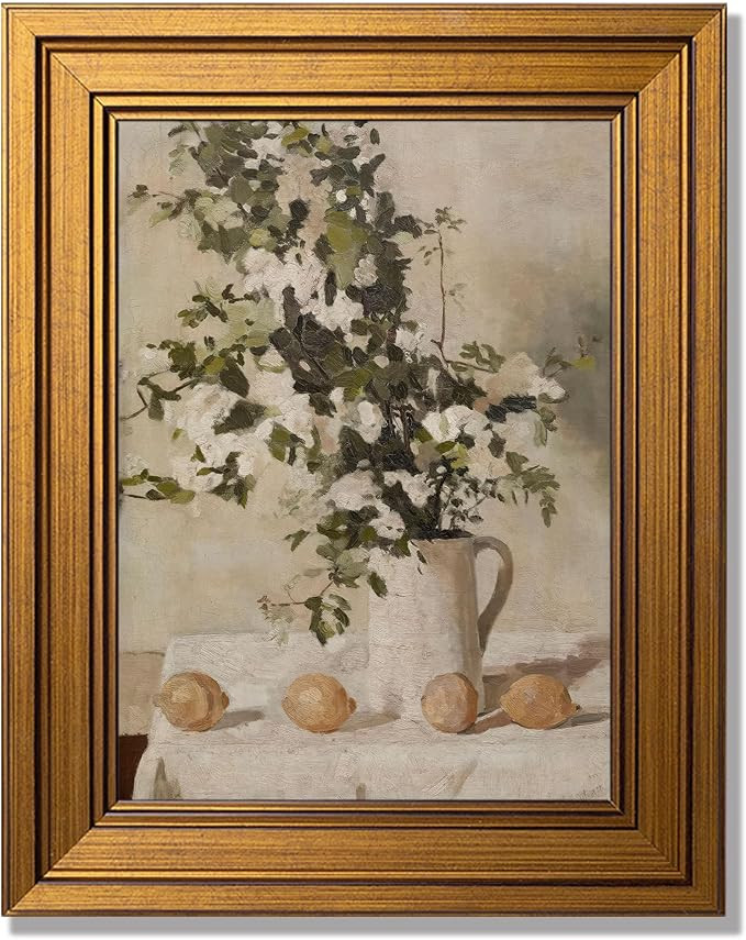 Gold Framed Vintage Wall Art for Room Decor Yellow Lemon Wall Decor French Kitchen Lemon Canvas P... | Amazon (US)